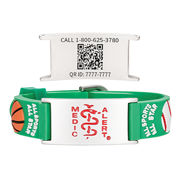 QR Code Child Titanium Medical ID Bracelet Green, Green, large image number 0